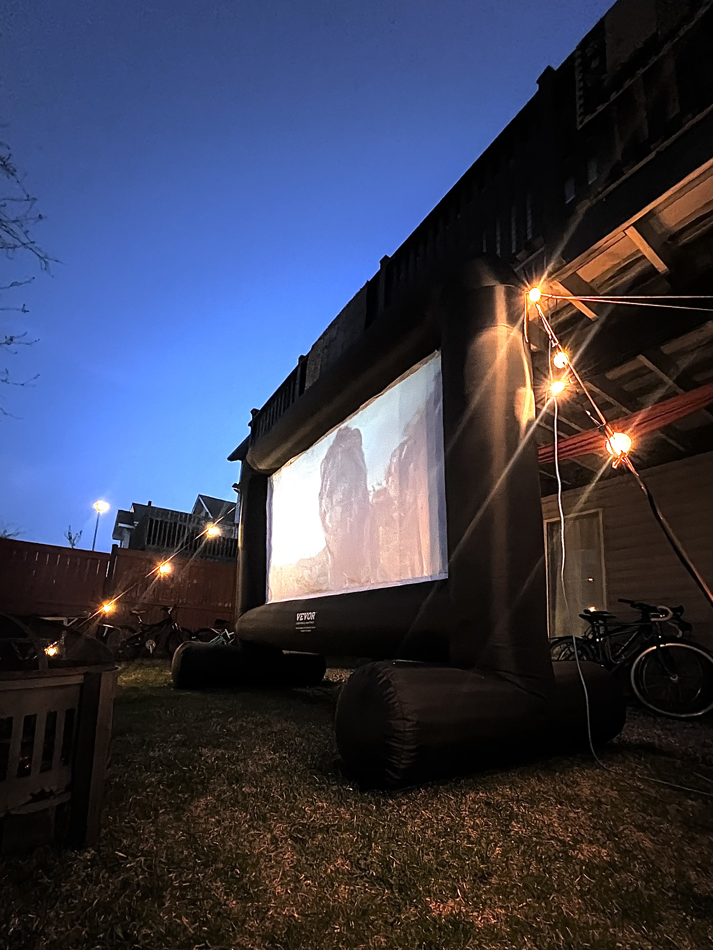 Cozy outdoor movie night