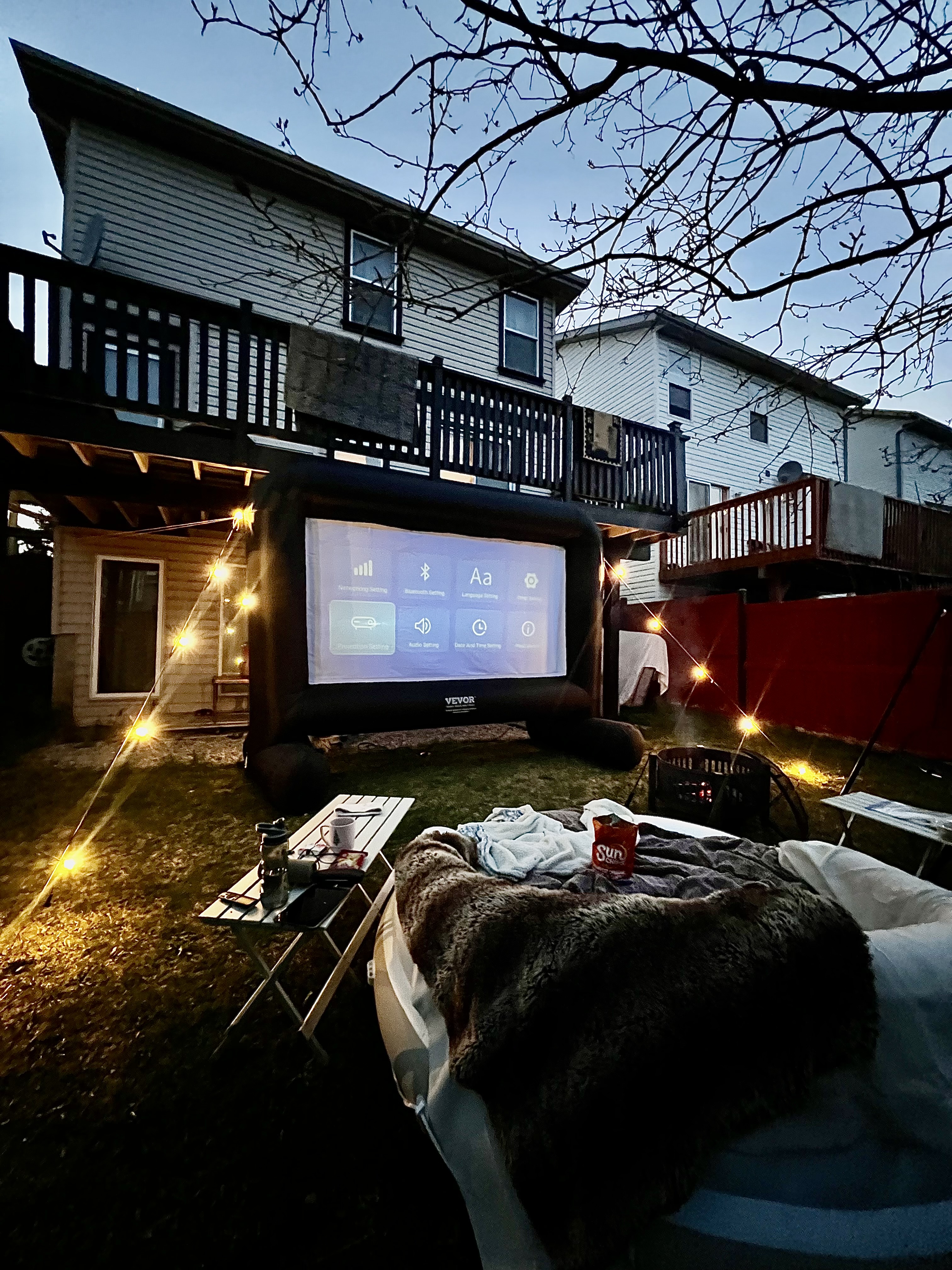 Backyard cinema setup